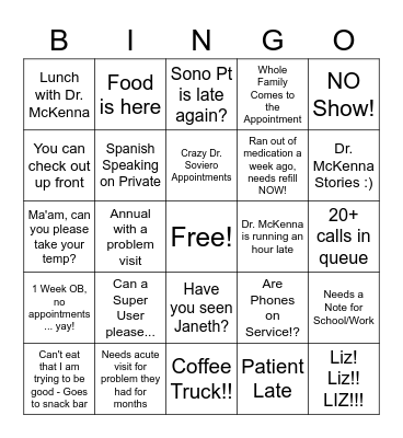 OB/GYN Islandia Bingo Card