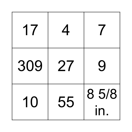 Connect 3 Bingo Card