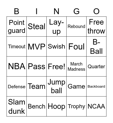 Basketball BINGO! Bingo Card