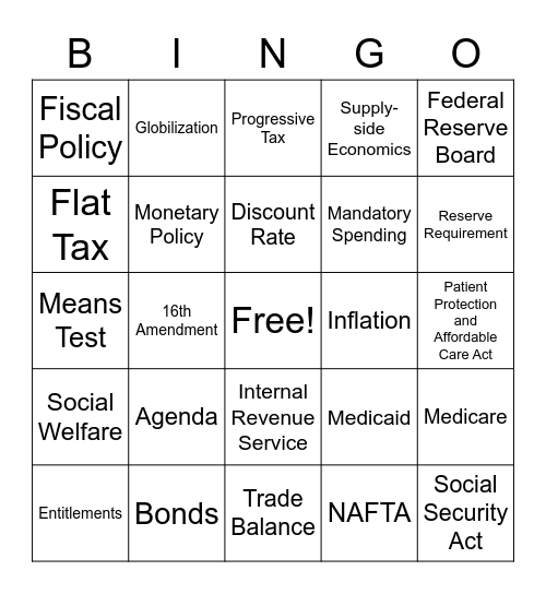 CH. 11 Political Ideologies and Policy Bingo Card