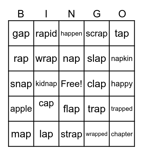 ap Word Parts Bingo Card