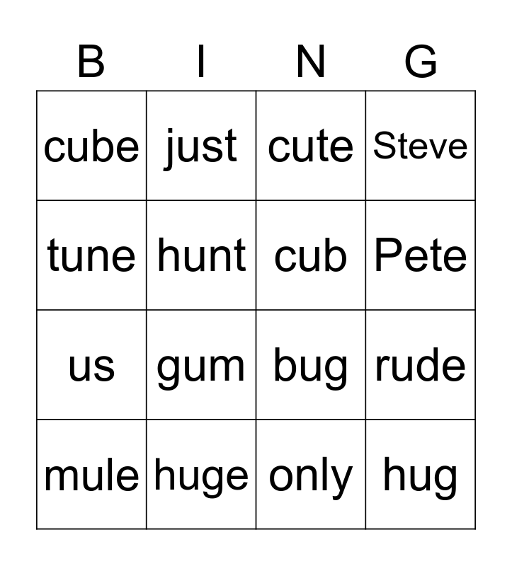 Long U Words For Second Grade