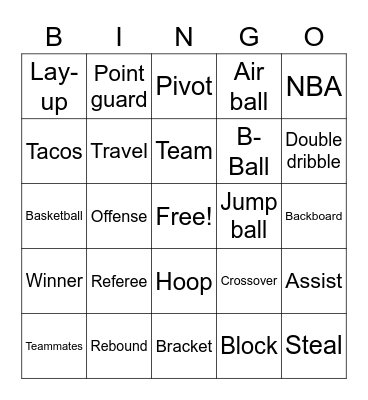 Basketball Bingo Card