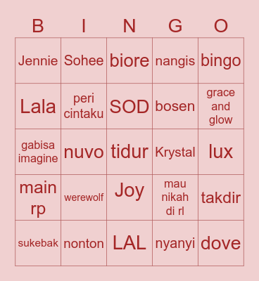 ningning cantik Bingo Card