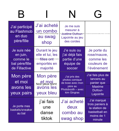 JOUEZ LE JEU Bingo Card
