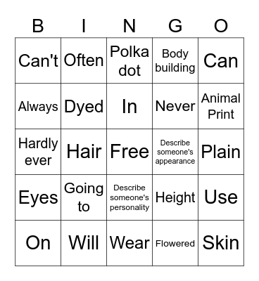 Bingo Review: Practical English 1 Bingo Card