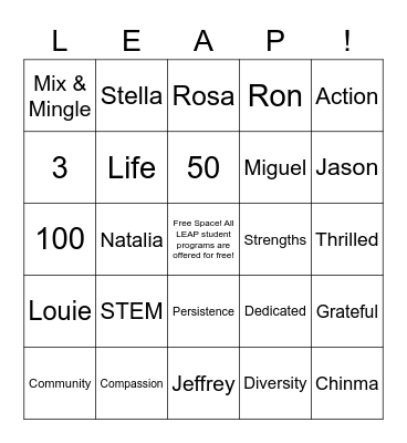 Great Expectations 2022 Bingo Card
