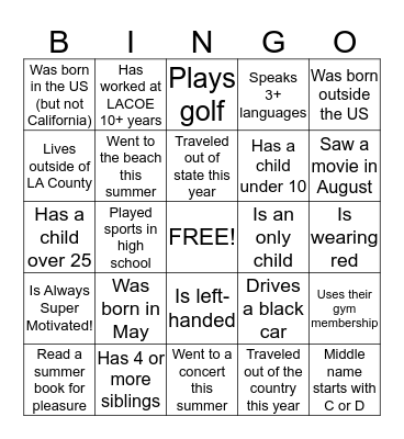 Find someone who... Bingo Card