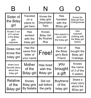 Funeral Mingle BINGO Card