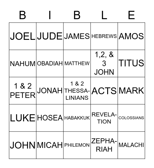 BOOKS OF THE BIBLE 2 Bingo Card