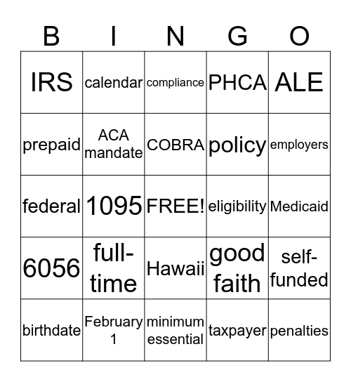 HAHU Bingo Card