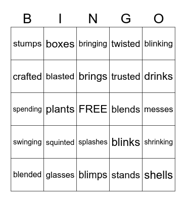 Fundations Suffixes (Unit 10) Bingo Card