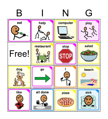 Proloquo2Go Bingo Card