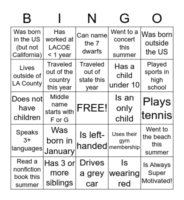Find someone who... Bingo Card