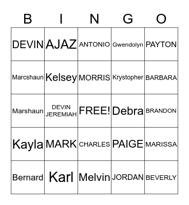 HURSTON FAMILY Bingo Card