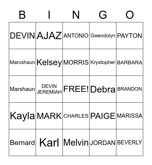 HURSTON FAMILY Bingo Card