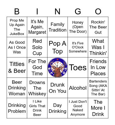 Drinking Songs Bingo Card