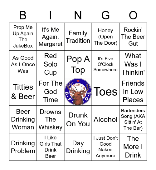 Drinking Songs Bingo Card