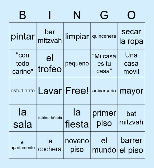 la casa Bingo Card
