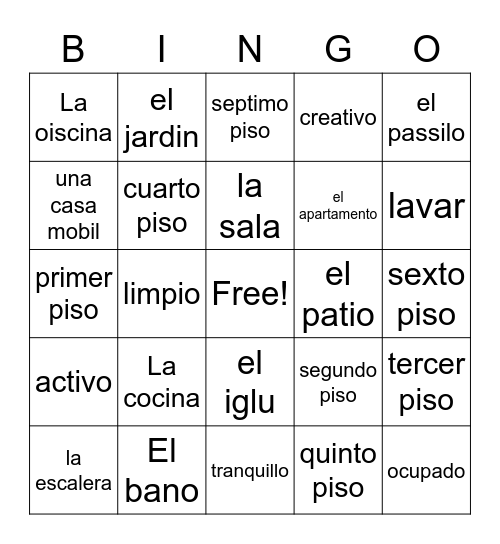 La casa Bingo Card