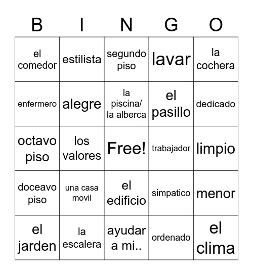 la casa Bingo Card