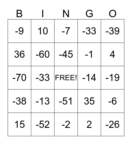 Untitled Bingo Card