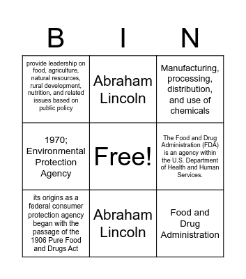 Government Agencies Bingo Card