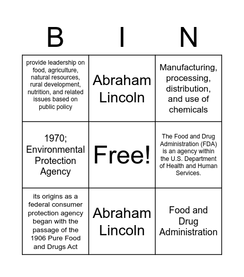 Government Agencies Bingo Card