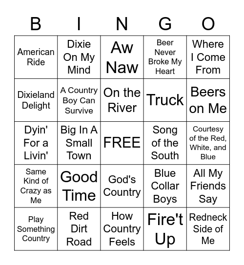 COUNTRY 1 Bingo Card