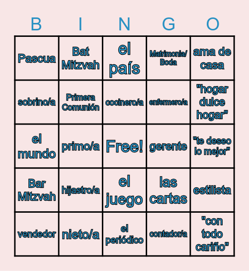 La Familia Bingo Card