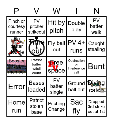 PARK VIEW PATRIOTS SOFTBALL Bingo Card