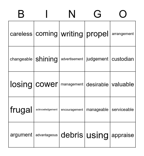 List #5 7th Grade Bingo Card