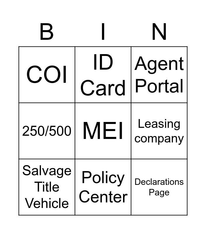 Bingo Express Bingo Card