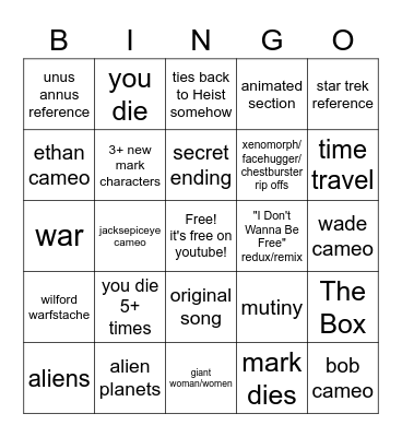 in space with markiplier Bingo Card