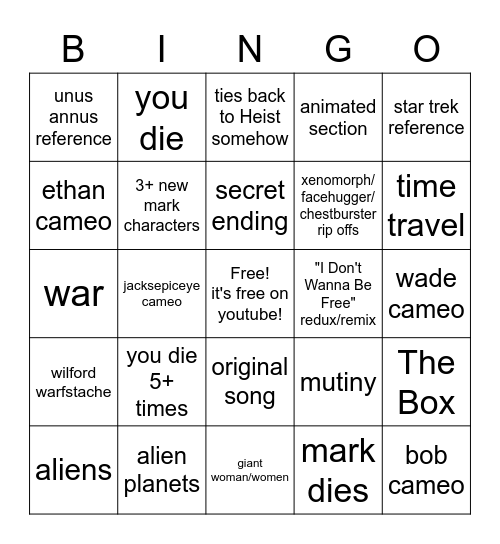 in space with markiplier Bingo Card