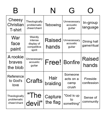 Evangelical Bingo Card