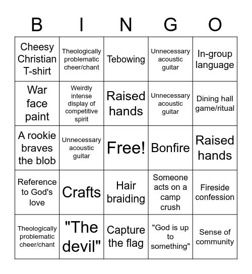 Evangelical Bingo Card