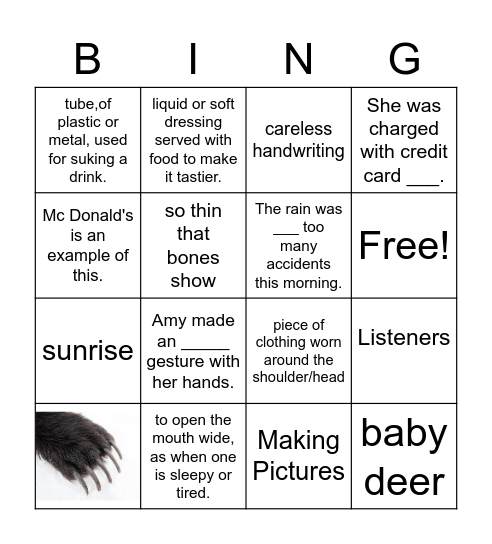 Lesson 21 Bingo Card