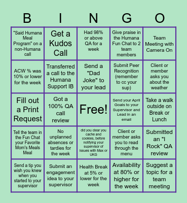 Spring Bingo Card