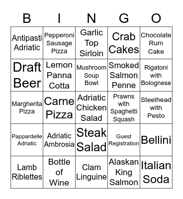 Tuesday Night  Bingo Card