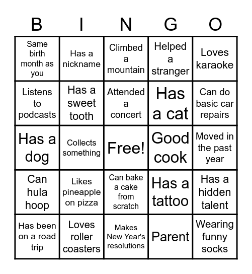Get to know your team! Bingo Card