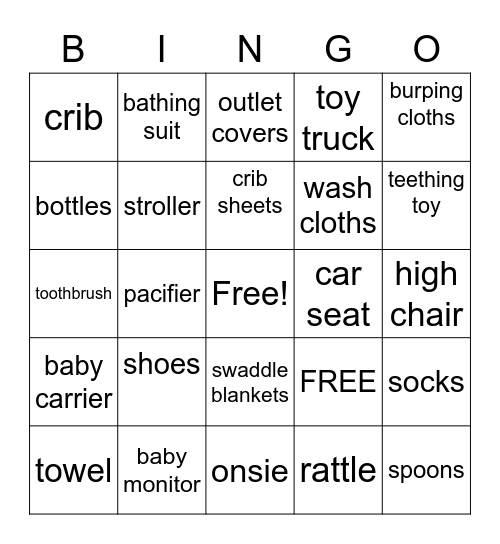baby BINGO Card