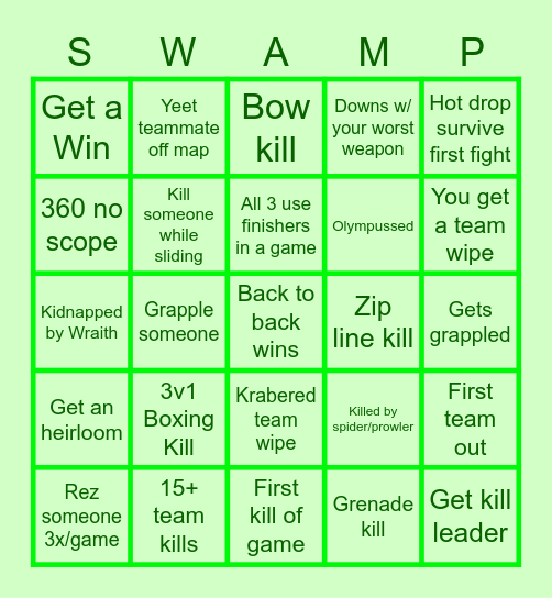 Maid Shrek Apex Bingo! Bingo Card