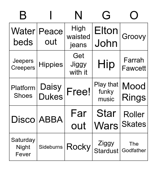 That so 70's! Bingo Card