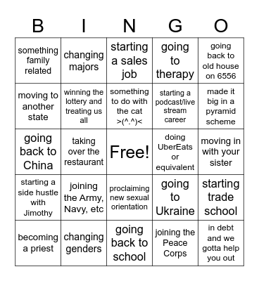 Peter's Public Proclamation Bingo Card