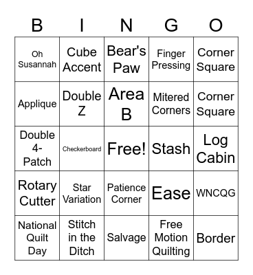 QUILT GUILD BINGO Card