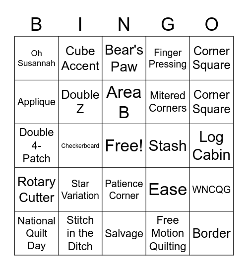 QUILT GUILD BINGO Card