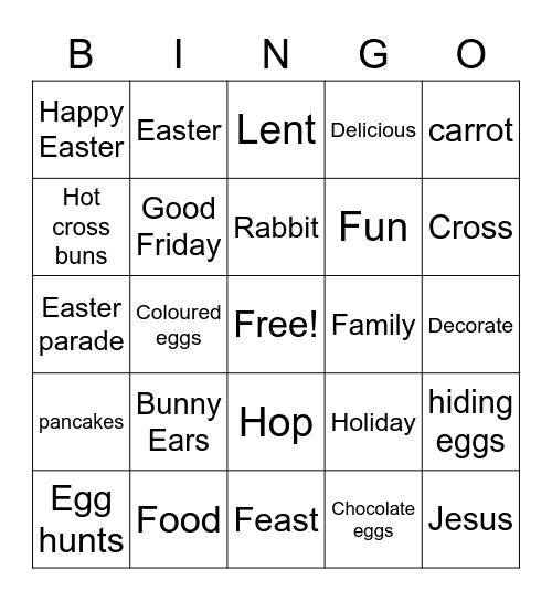 Easter Bingo Card