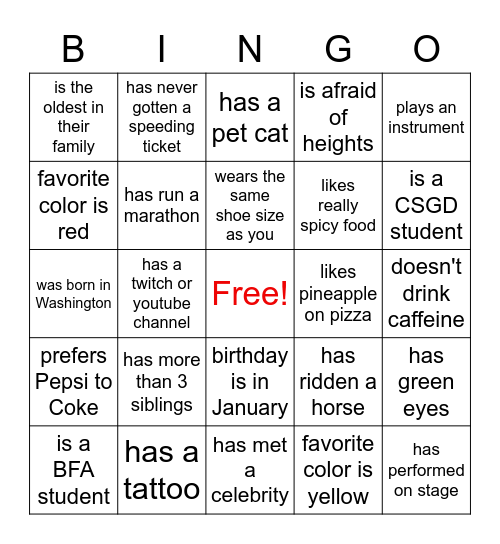 Find someone who... Bingo Card