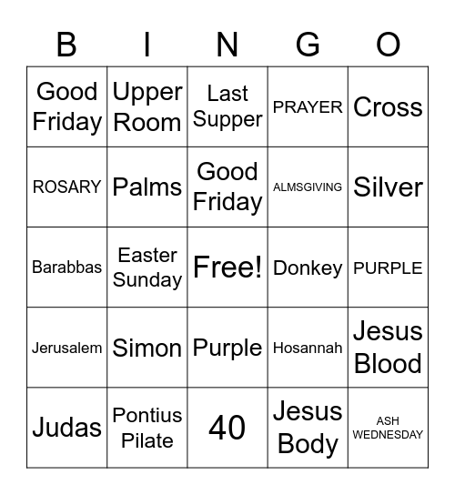 LENT & HOLY WEEK BINGO Card